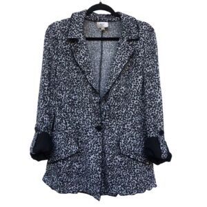 NWOT ECI leopard print cardigan pockets L